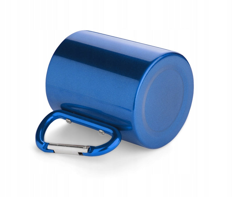MUG CAMP 250 ML Blue steel travel mug with carabiner hook Packaging status original