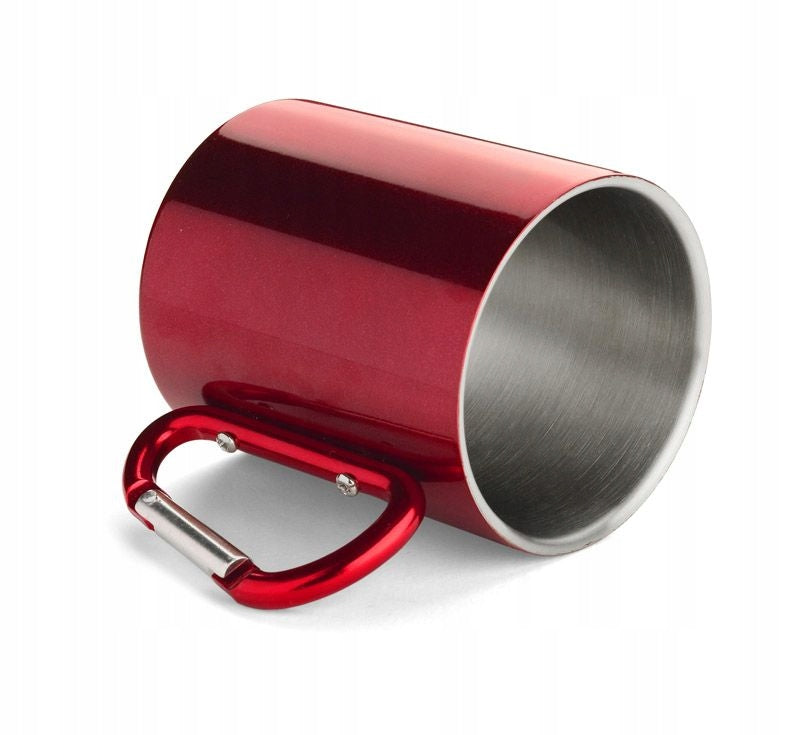 MUG CAMP 250 ML RED steel travel mug with carabiner hook Color red