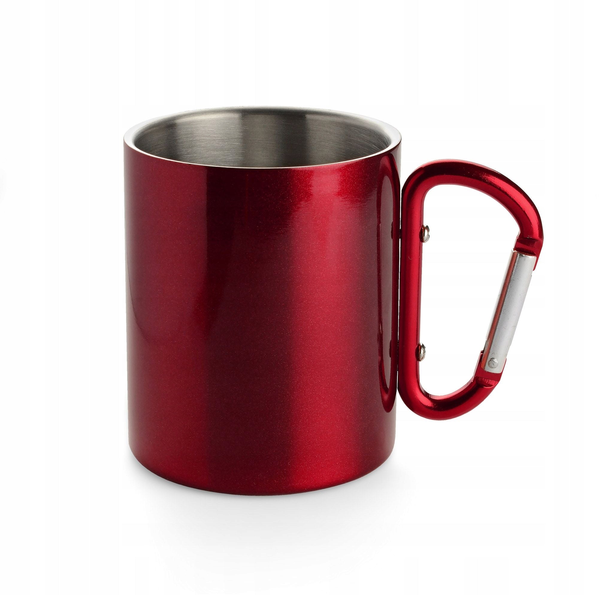 MUG CAMP 250 ML RED steel travel mug with carabiner hook