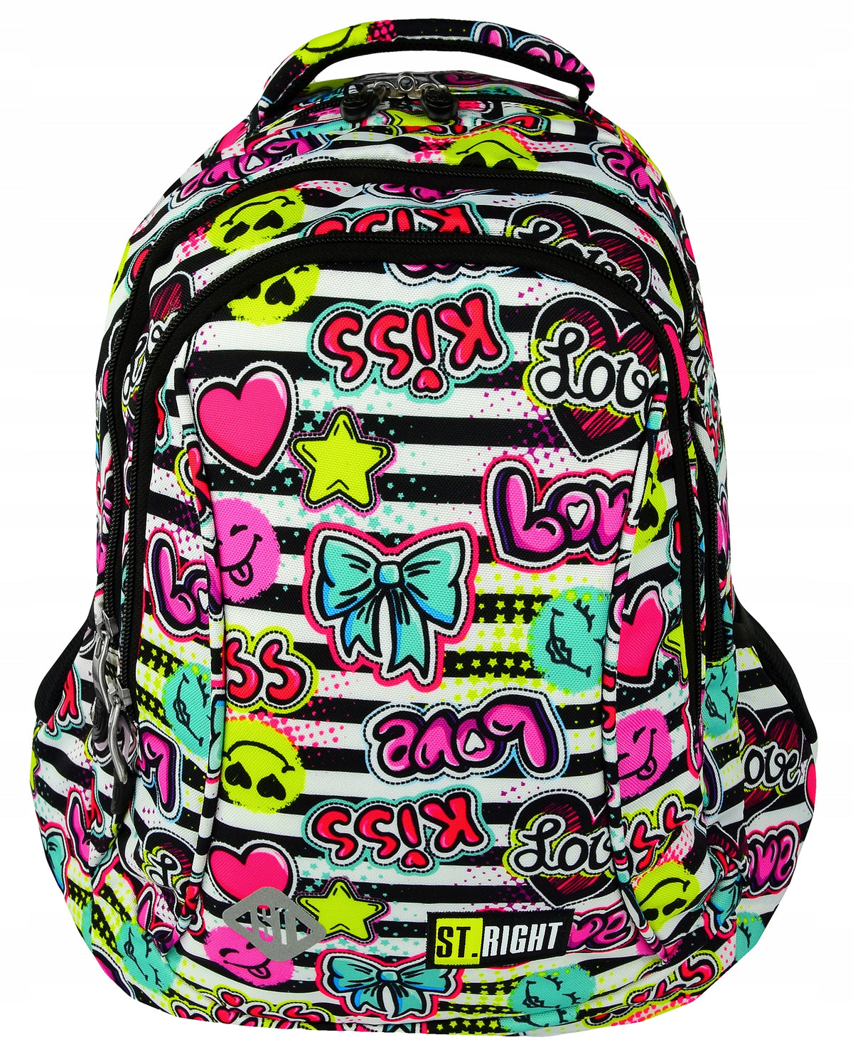 MULTI-CHAMBER SCHOOL BACKPACK ST.RIGHT BP-26 kl 1-3 KISS & LOVE EMOTKI