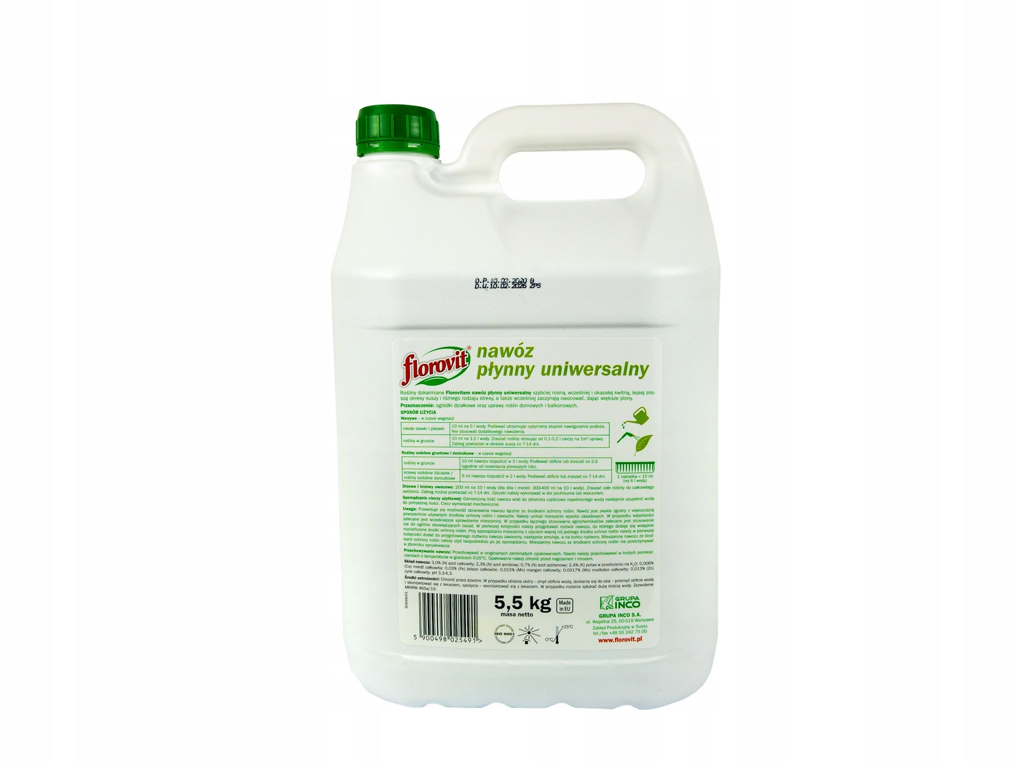 MULTICOMPONENT LIQUID FERTILIZER UNIVERSAL FLOROVIT INCO 5L Manufacturer code 5900498025491