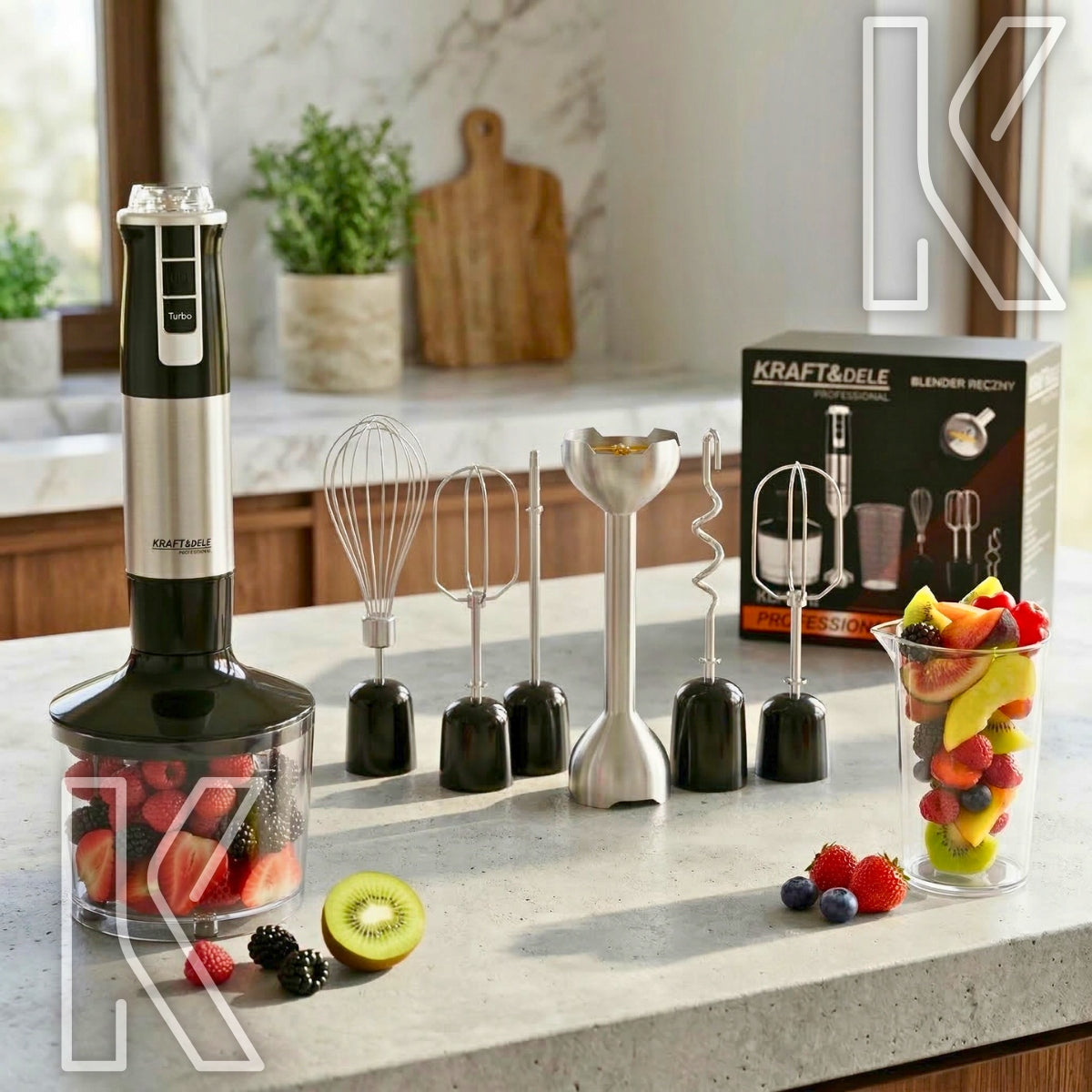 MULTIFUNCTION HAND BLENDER 1500 IN 8IN1 TURBO SHREDDER MIXER POWERFUL Packaging status original