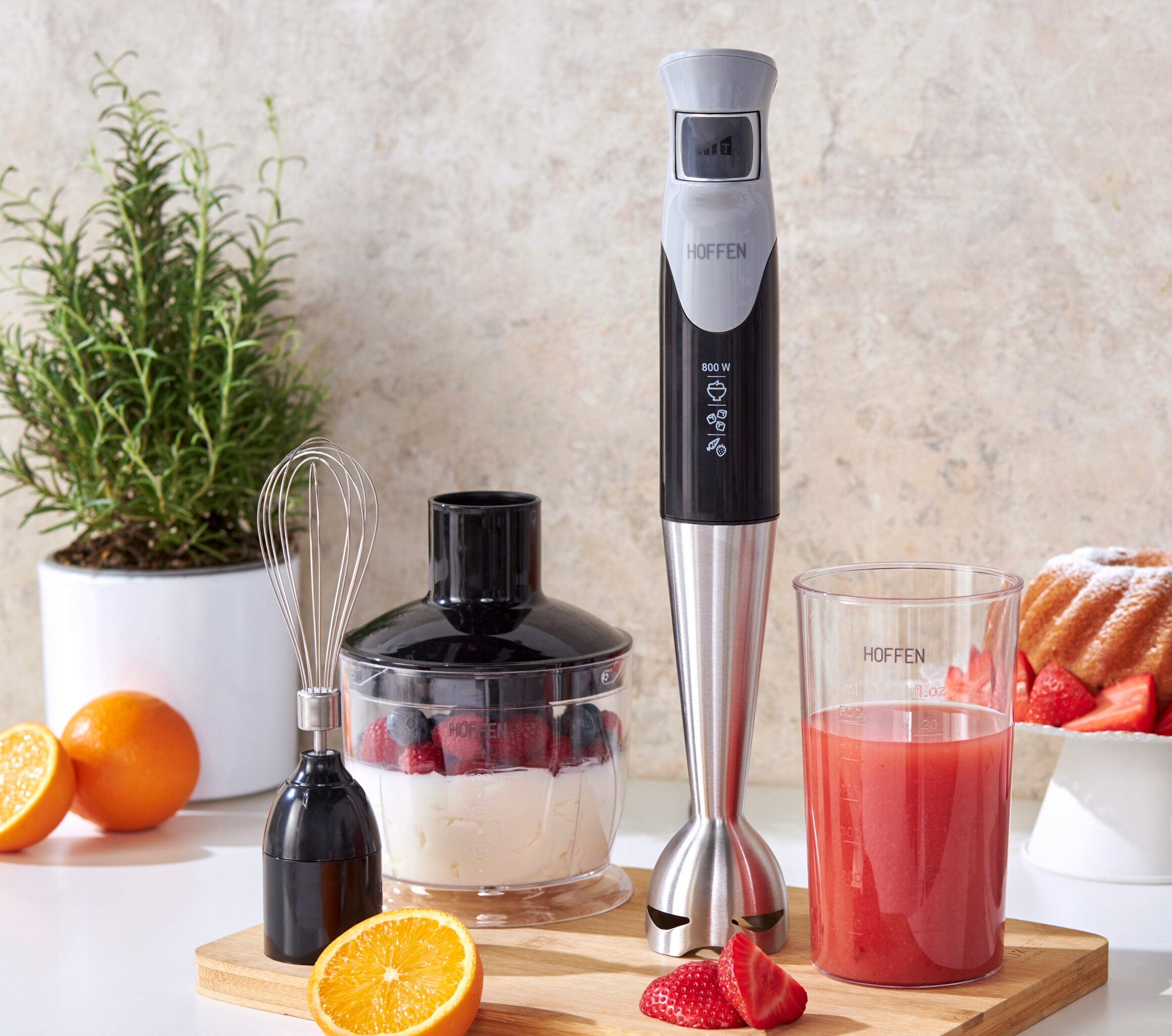 MULTIFUNCTION HAND BLENDER 800W MIXING WHIPPING SHREDDING HOFFEN Manufacturer code 12