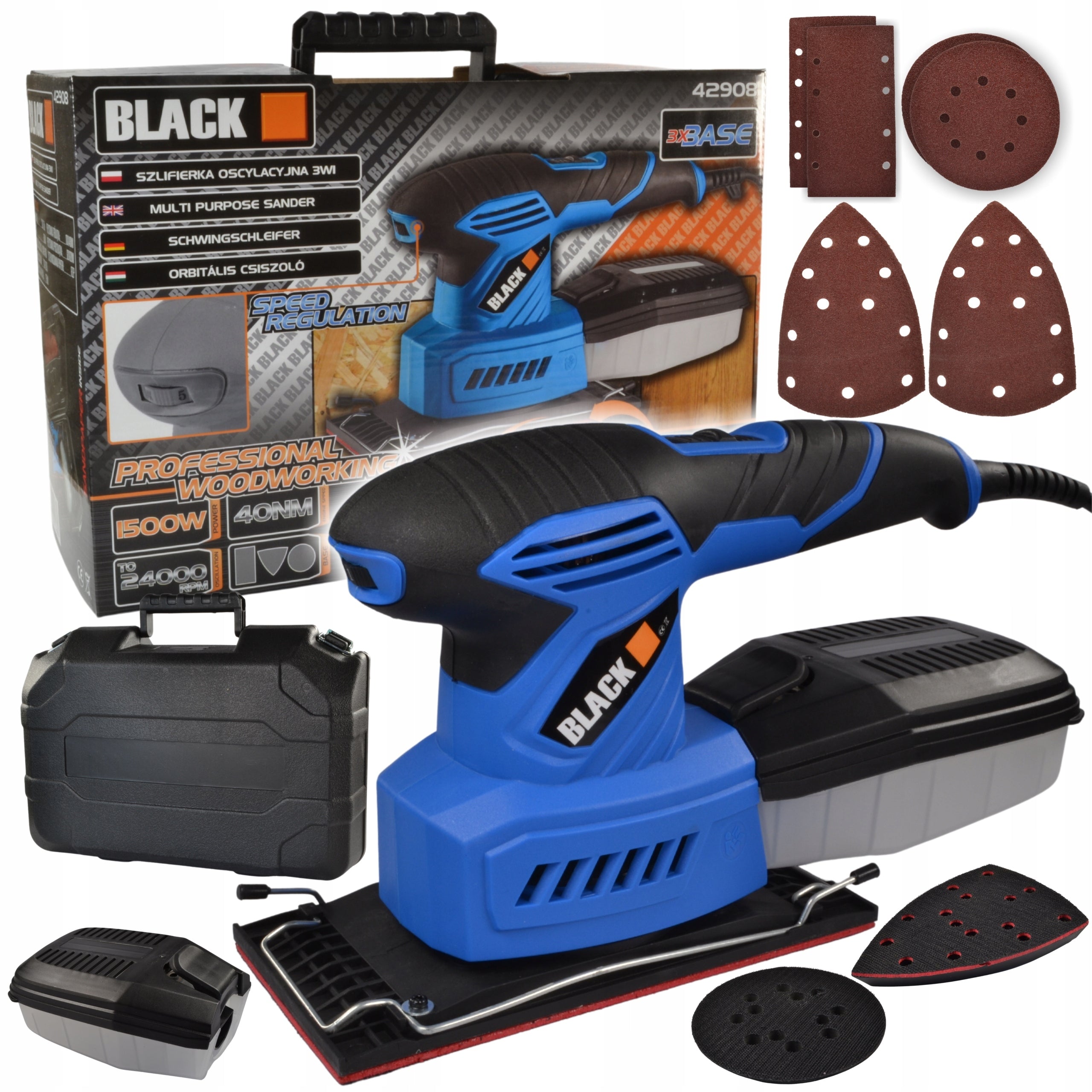 MULTIFUNCTION OSCILLATING GRINDER BLACK 1500W BAG SPEED CONTROL
