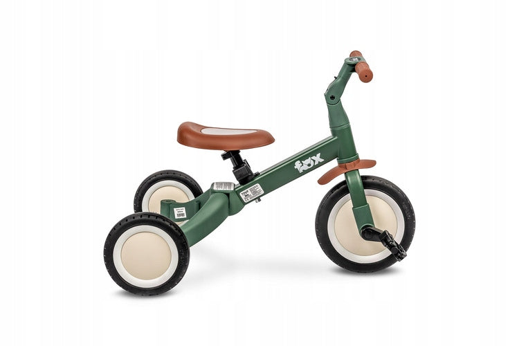 MULTIFUNCTIONAL BALANCE BIKE 4IN1 3-WHEEL, 4-WHEEL, TOYZ FOX RIDER Color green