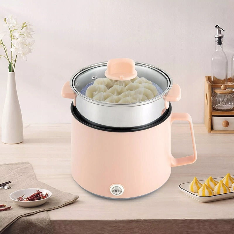 MULTIFUNCTIONAL DOUBLE LAYER ELECTRIC COOKING POT FOR COOKING 1.7L Dominant color pink