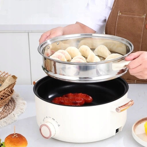MULTIFUNCTIONAL ELECTRIC PORTABLE POT SMALL POT + STEAMER 1000W 28c Packaging status original
