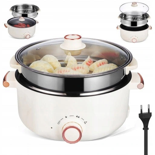 MULTIFUNCTIONAL ELECTRIC PORTABLE POT SMALL POT + STEAMER 1000W 28c