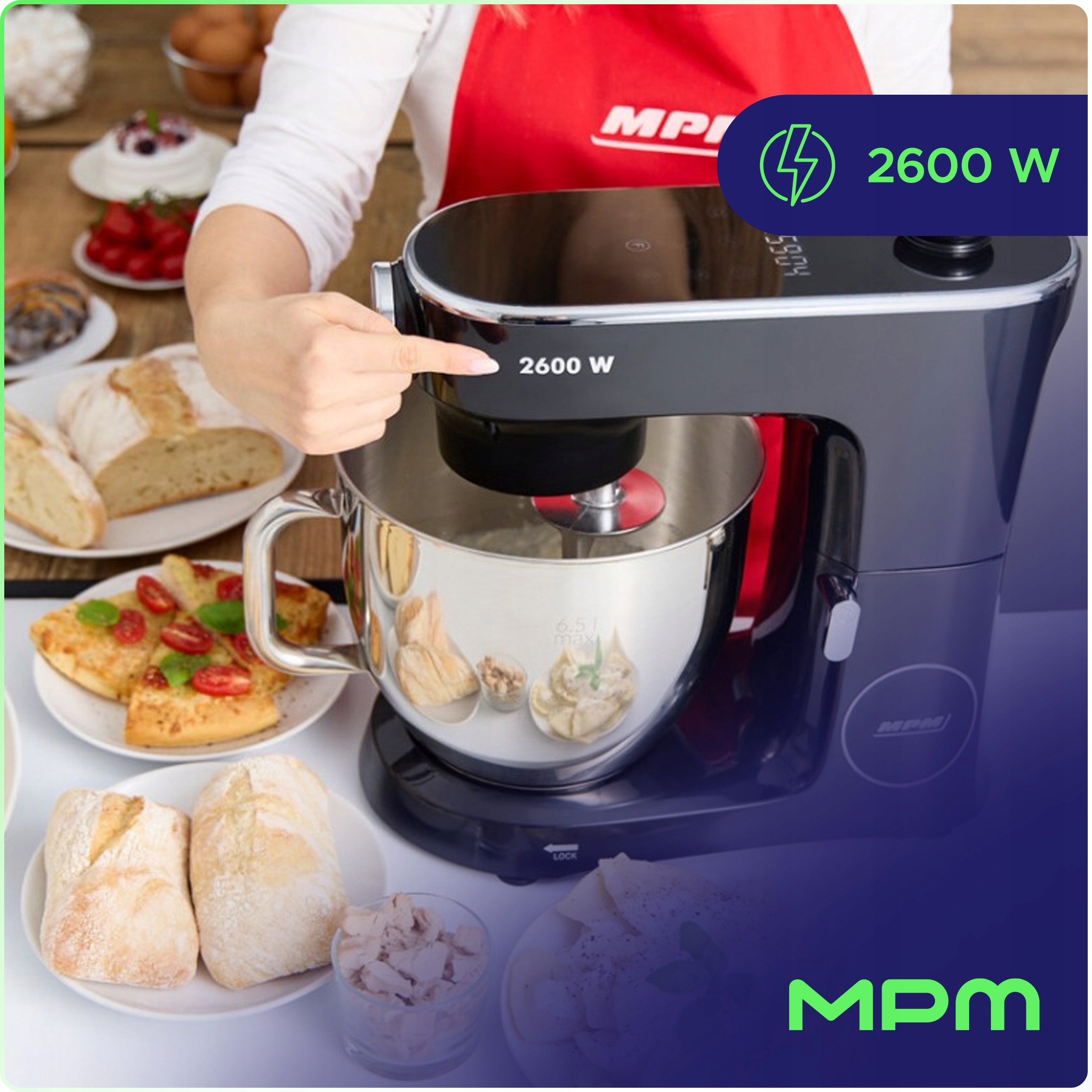 MULTIFUNCTIONAL FOOD PROCESSOR PLANETARY MIXER MPM MRK-26 2600W 3IN1 HEATS Packaging status original