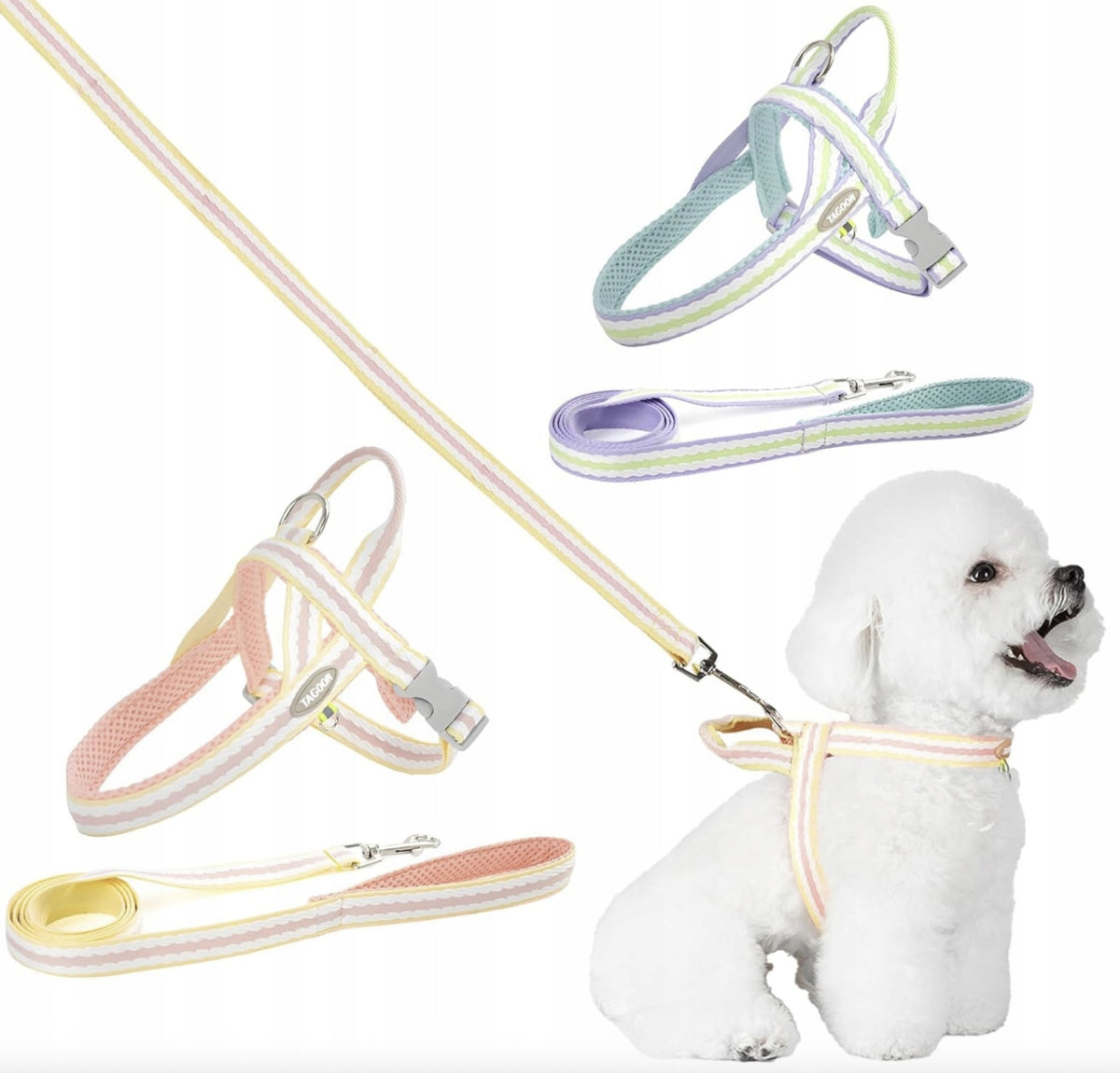 MULTIFUNCTIONAL HARNESS AND LEASH FOR PUPPY OR CAT 2IN1 SIZE M PINK