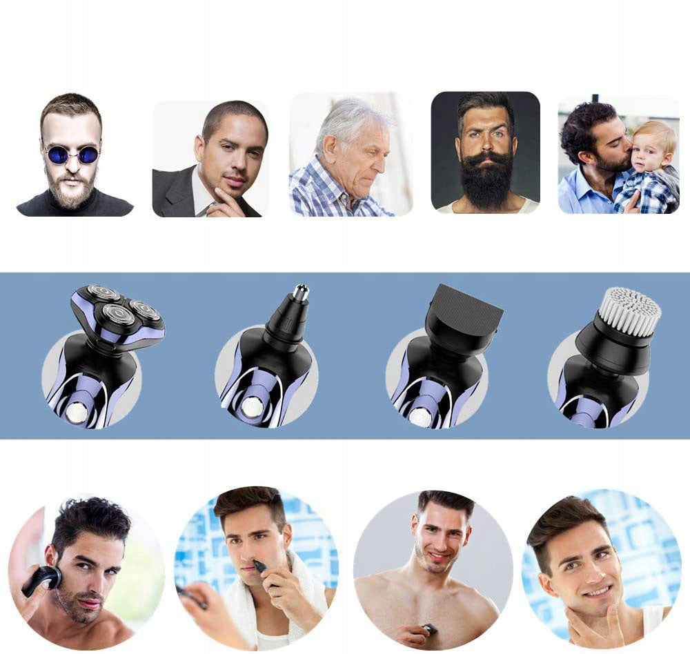 MULTIFUNCTIONAL MEN'S SHAVER + USB CABLE + STORAGE BAG Dominant color black