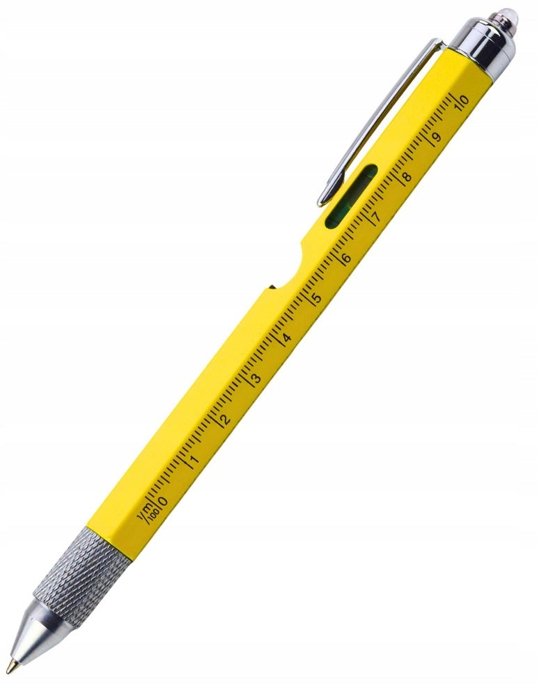 MULTIFUNCTIONAL PEN 8in1 Level LED Flashlight Screwdriver Opener Yellow Manufacturer code 27719