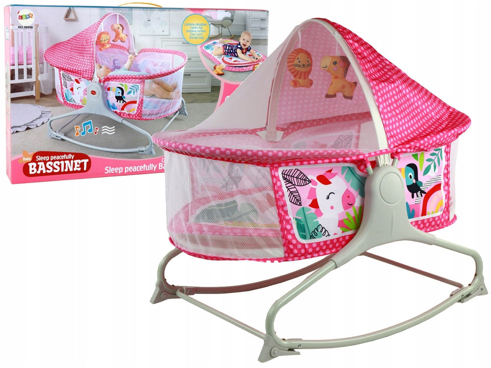 MULTIFUNCTIONAL ROCKER COT 2IN1 MAT SOUNDS VIBRATION PINK