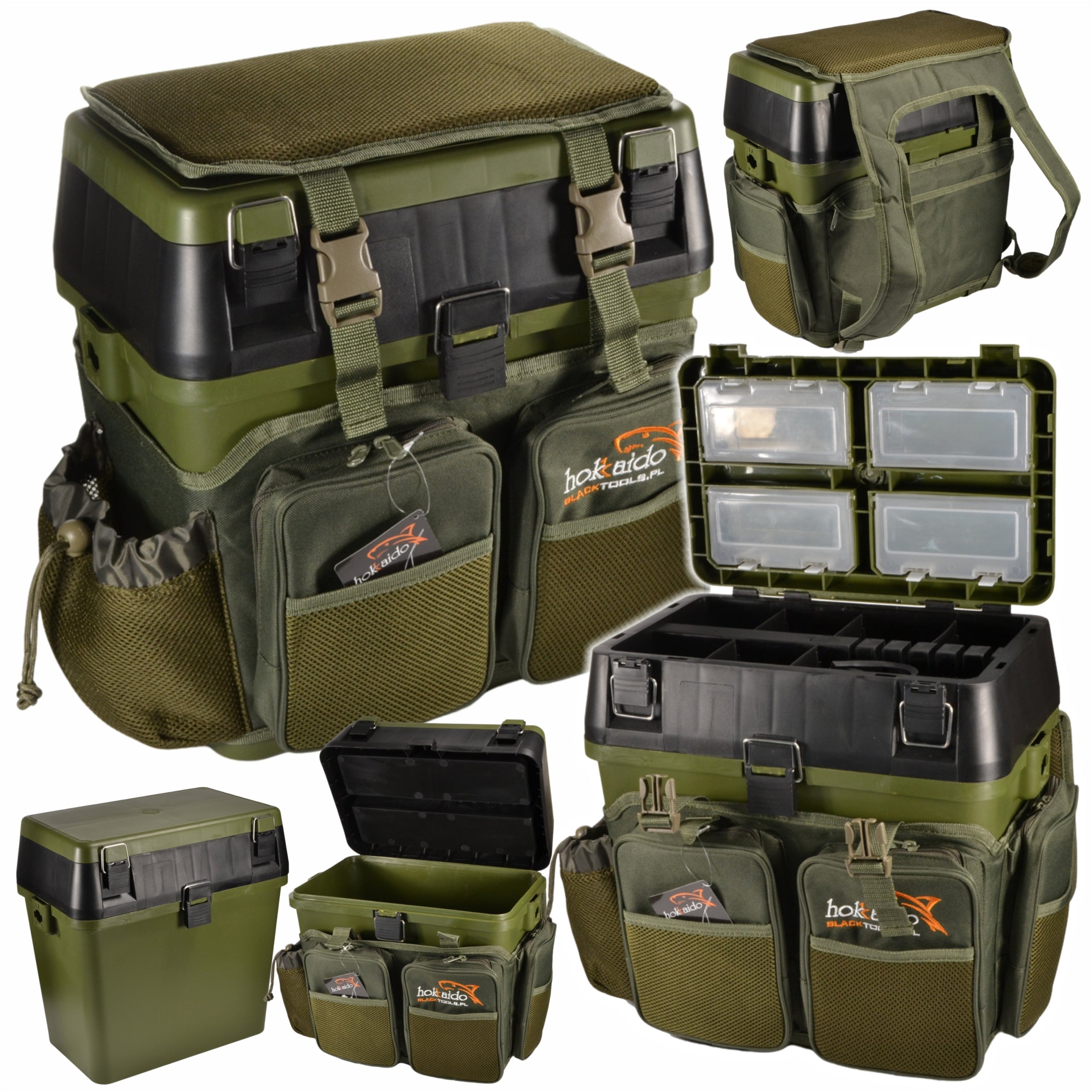 MULTIFUNCTIONAL SET HOKKAIDO 3in1 SEAT BOX BACKPACK FOR ANGLER