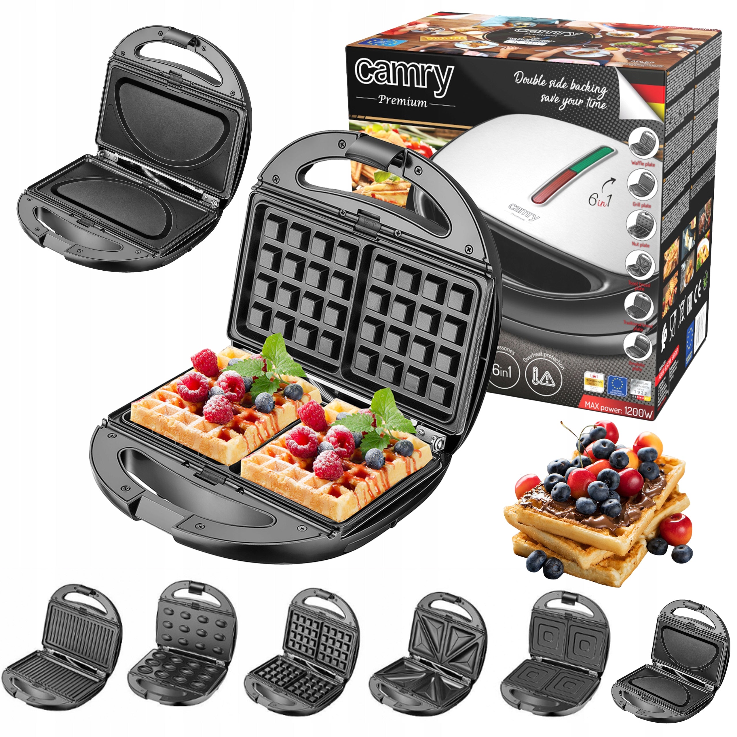 MULTIFUNCTIONAL TOASTER OMELET WAFFLE NUTS 6IN1 Power rating 1200 W