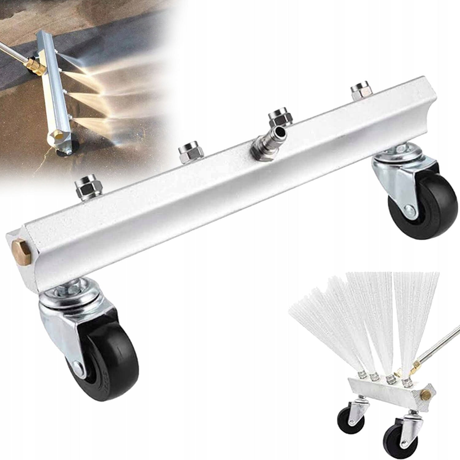 MULTIFUNCTIONAL WASHER TROLLEY POWERFUL FOR WASHING THE CHASSIS OF PAVING STONES WITH 4 NOZZLES
