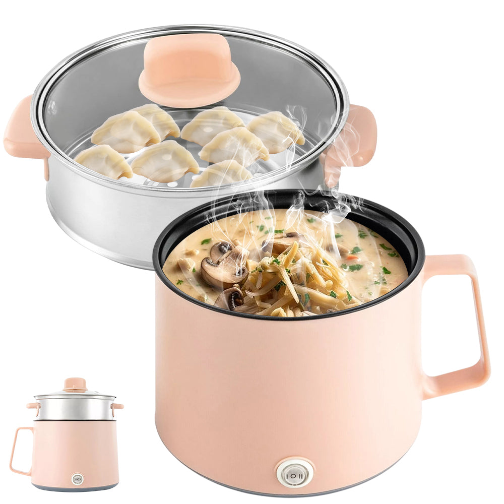 MULTIPURPOSE POT 1.7L 2 POWERS WITH TEMPERED GLASS LID PINK