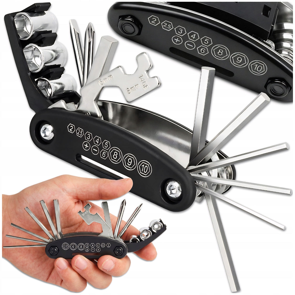 MULTITOOL BICYCLE MULTIFUNCTIONAL REPAIR WRENCHES SET 16IN1