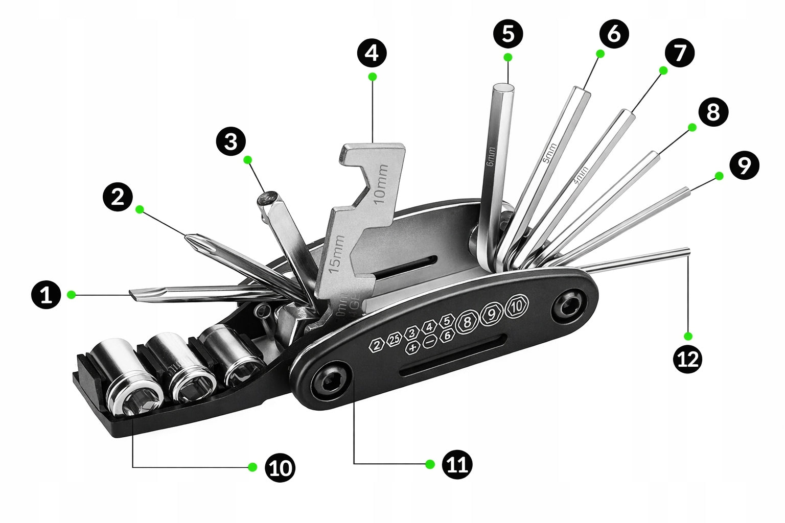 MULTITOOL BICYCLE REPAIR KEYS MULTIFUNCTIONAL TOOL SET 16in1 Packaging status original