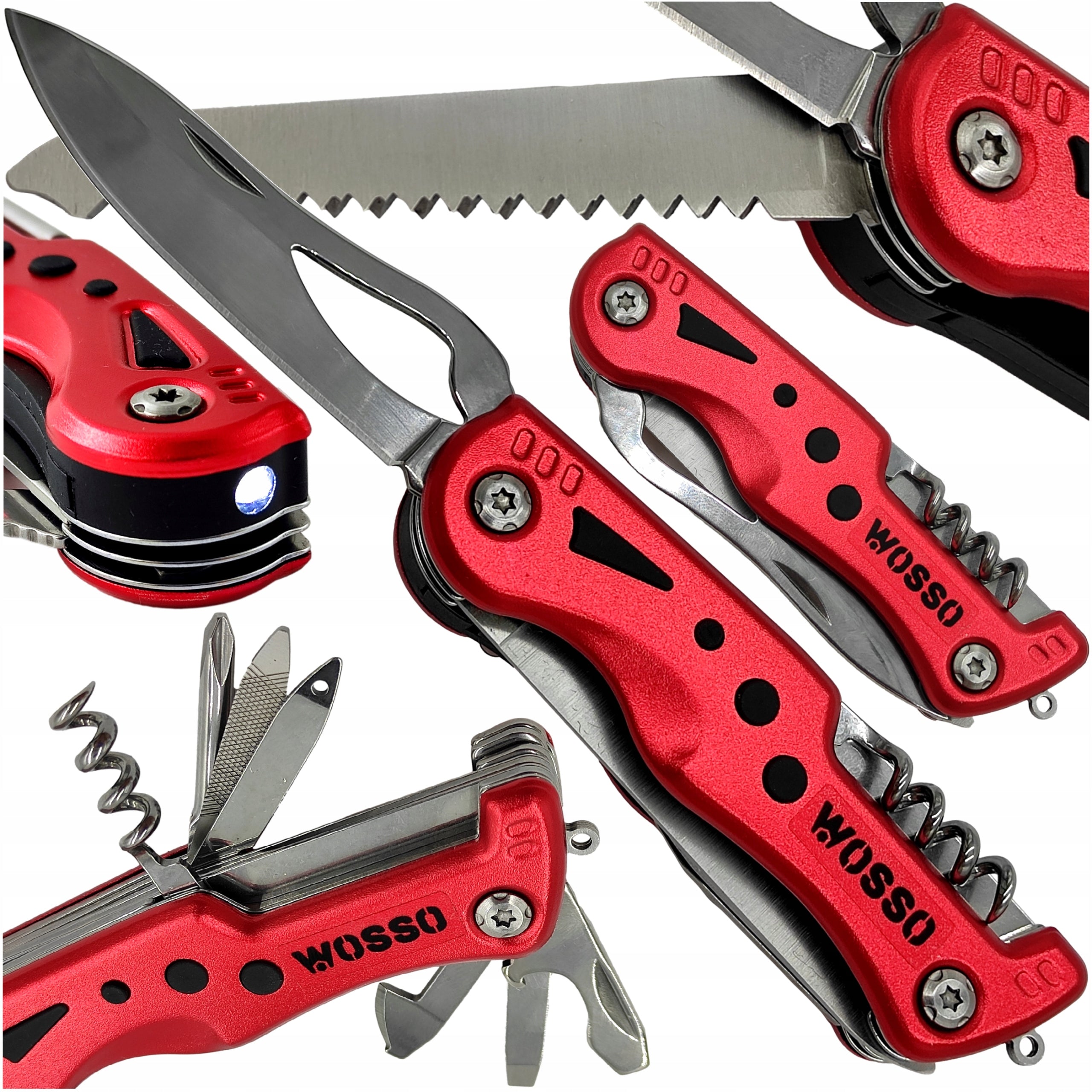 MULTITOOL KNIFE POCKET KNIFE with LED FLASHLIGHT MULTIFUNCTIONAL 12in1 PRO FOLDING KNIFE