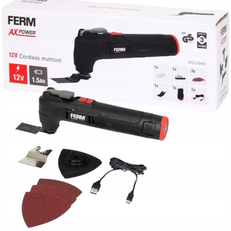 MULTITOOL MULTIFUNCTION CORDLESS GRINDER FERM 12V 1,5Ah OTM1018
