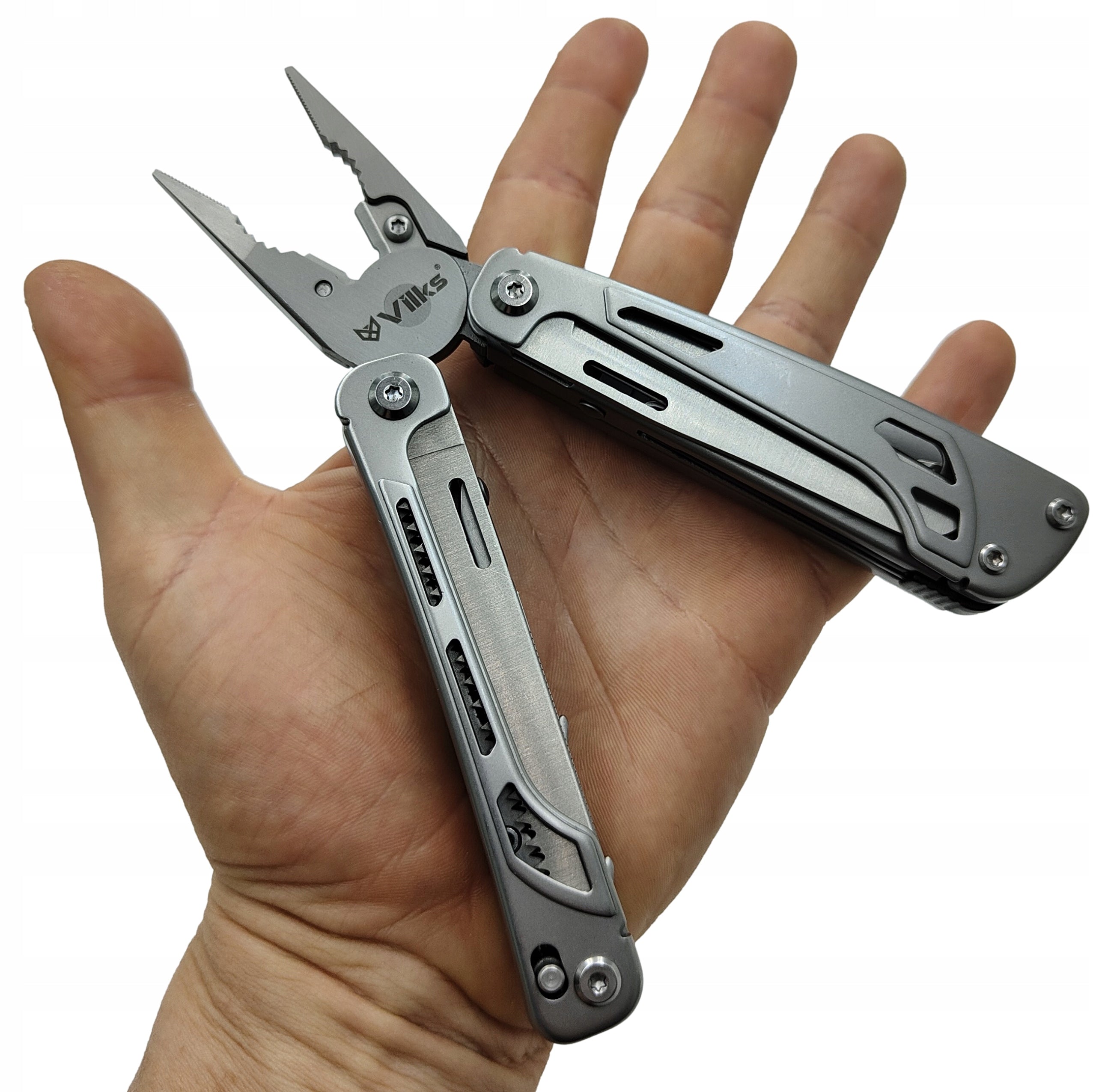 MULTITOOL Multifunctional Survival Set FLINT STAINLESS STEEL CASE BITS Brand VILKS
