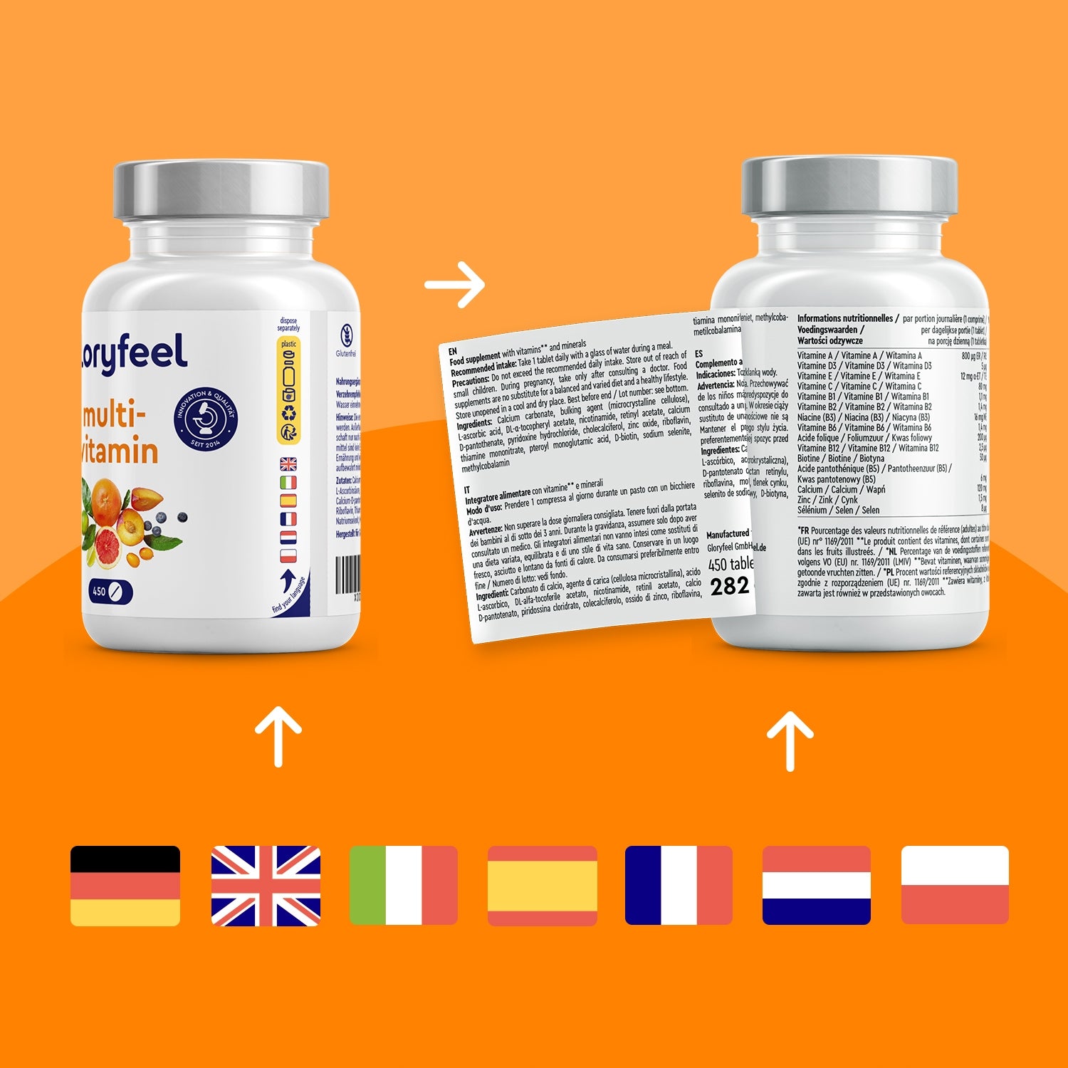 MULTIWITAMINA KOMPLEKS na odporność witaminy i minerały 450 tabl. gloryfeel Form tablets