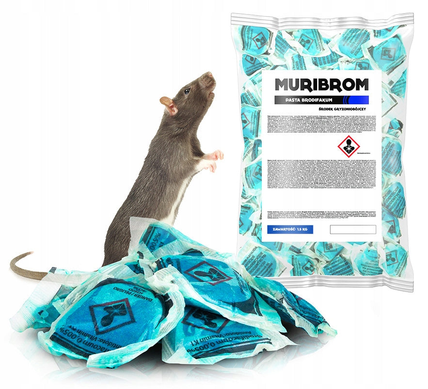 MURIBROM PASTE BRODIFACOUM STRONG POISON FOR MICE RAT SACHETS 1,5 KG
