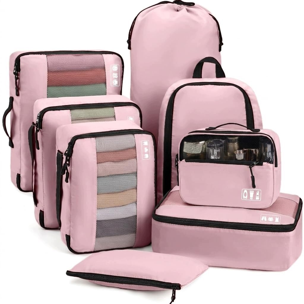 MURISE Organizer Set 8 Pcs Pink For Travel and Packing Suitcases