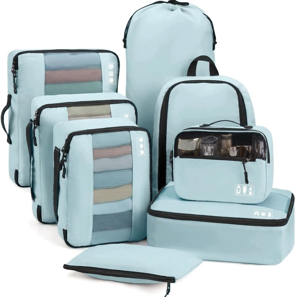 MURISE Suitcase Organizer 8 Pcs Blue Set Packing For Suitcase