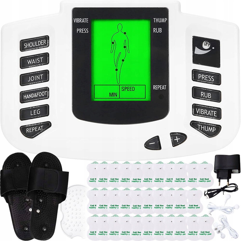 MUSCLE AND NERVE ELECTROSTIMULATOR MASSAGER TENS EMS + ELECTRODES SET XXL