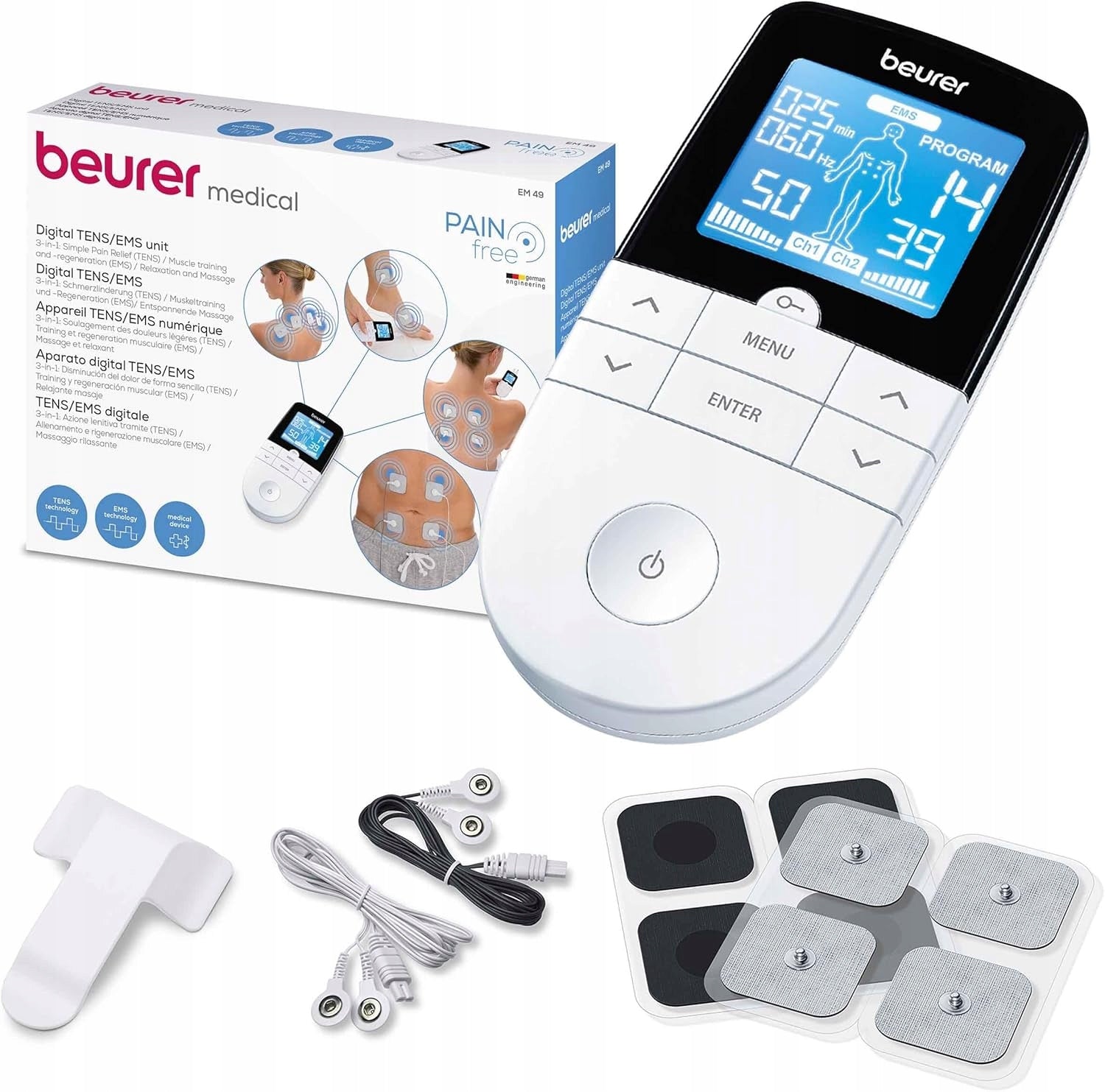MUSCLE AND NERVE electrostimulator TENS EMS Beurer X64 PROGRAMS MASSAGER 3IN1 Packaging status original
