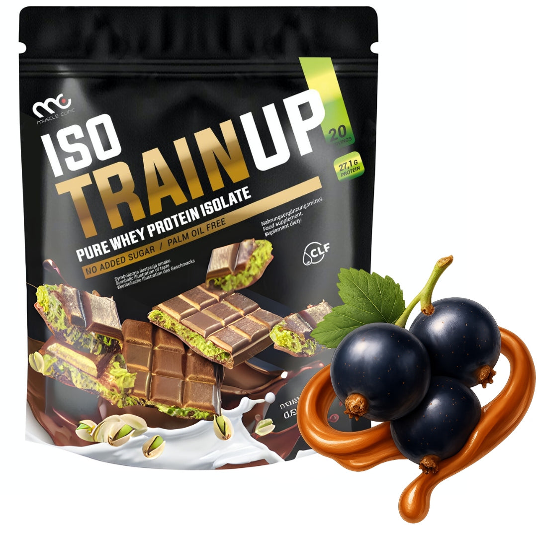 MUSCLE CLINIC ISO TRAIN UP 600g Protein isolate 92g CURRANT CARAMEL NEW
