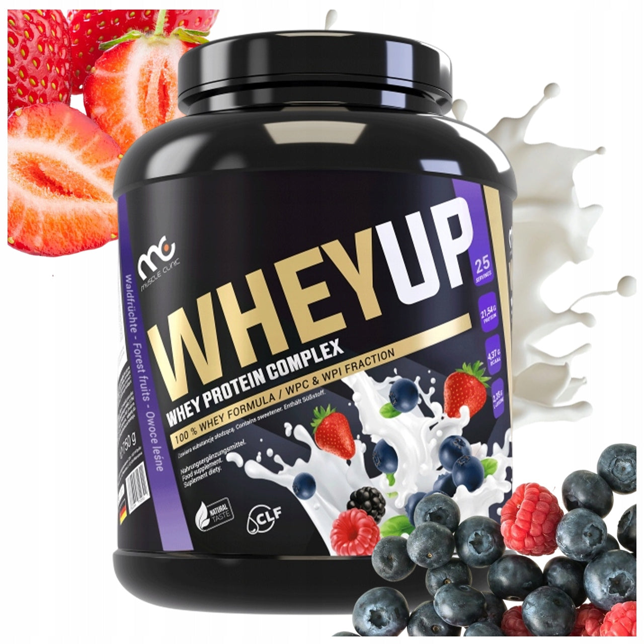 MUSCLE CLINIC WHEY UP PROTEIN SUPPLEMENT PROTEIN CONCENTRATE FOREST FRUIT 750G