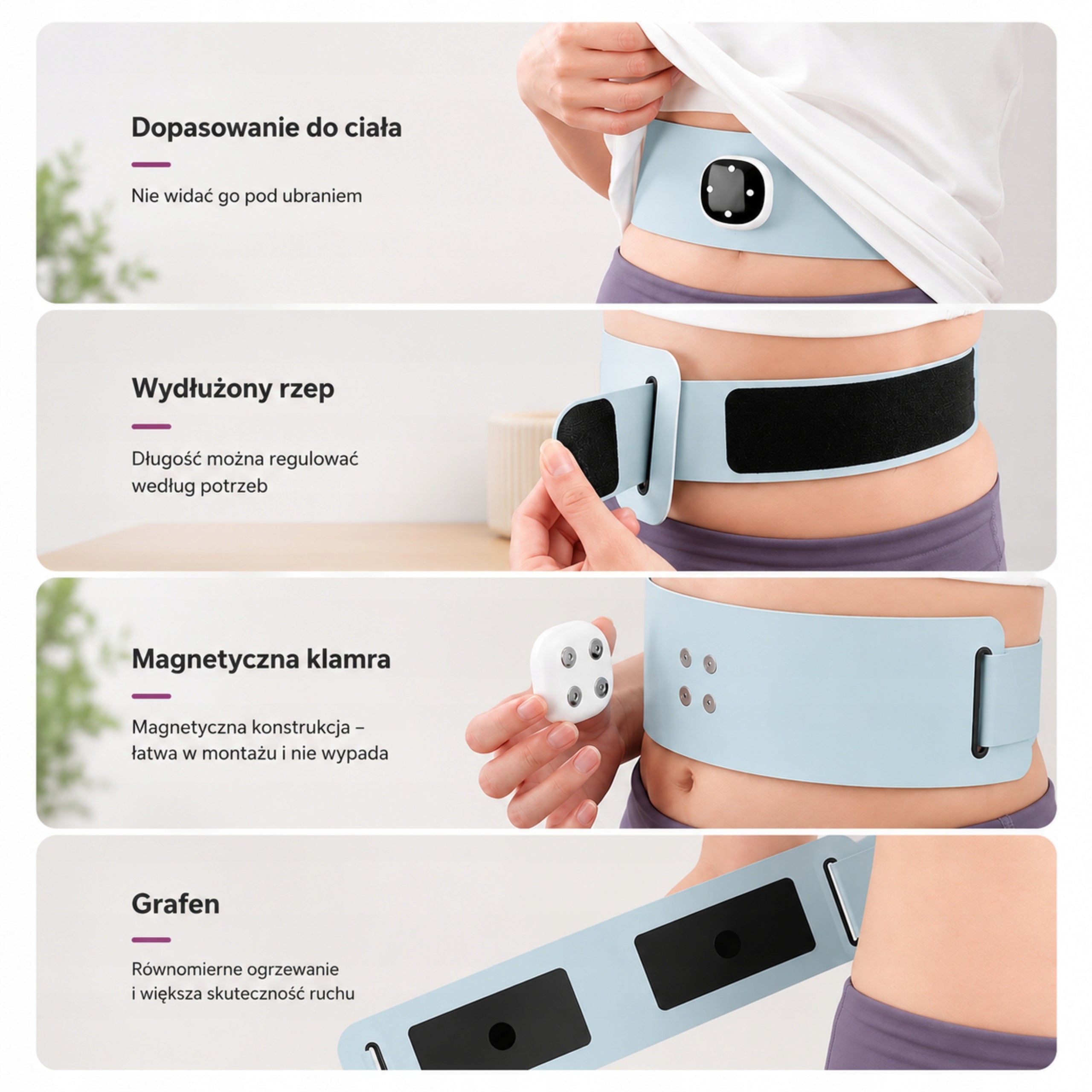 MUSCLE ELECTROSTIMULATOR ABDOMINAL MASSAGE BELT EMS MENSTRUAL PAIN Model Pas na Bóle Menstruacyjne Elektrostymulator Mięśni