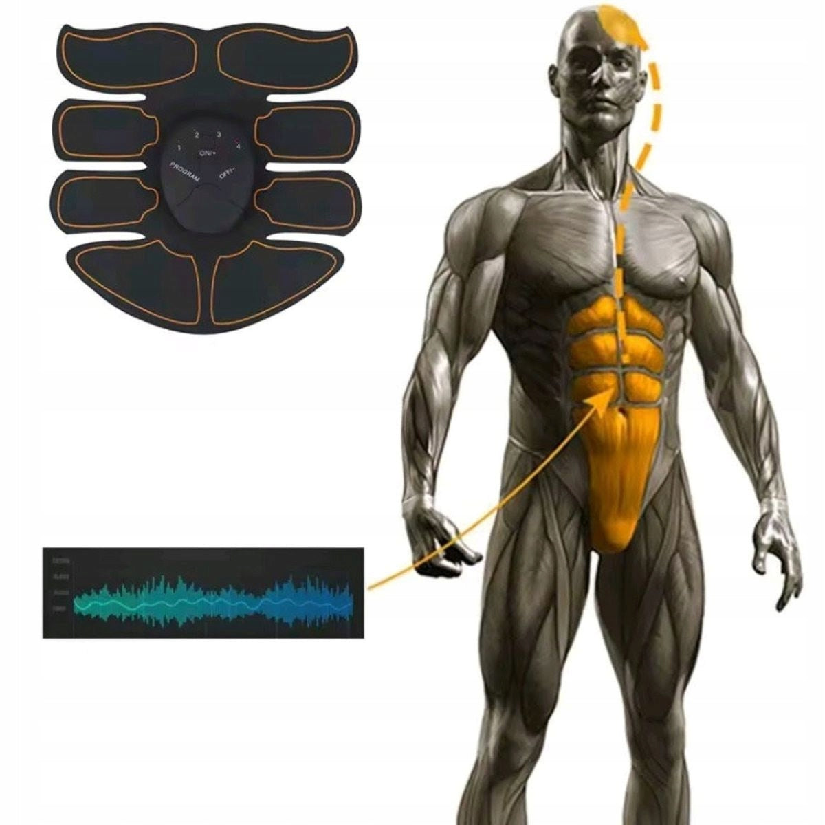 MUSCLE ELECTROSTIMULATOR ABDOMINAL TRAINER MUSCLE MASSAGER BLACK Brand no brand