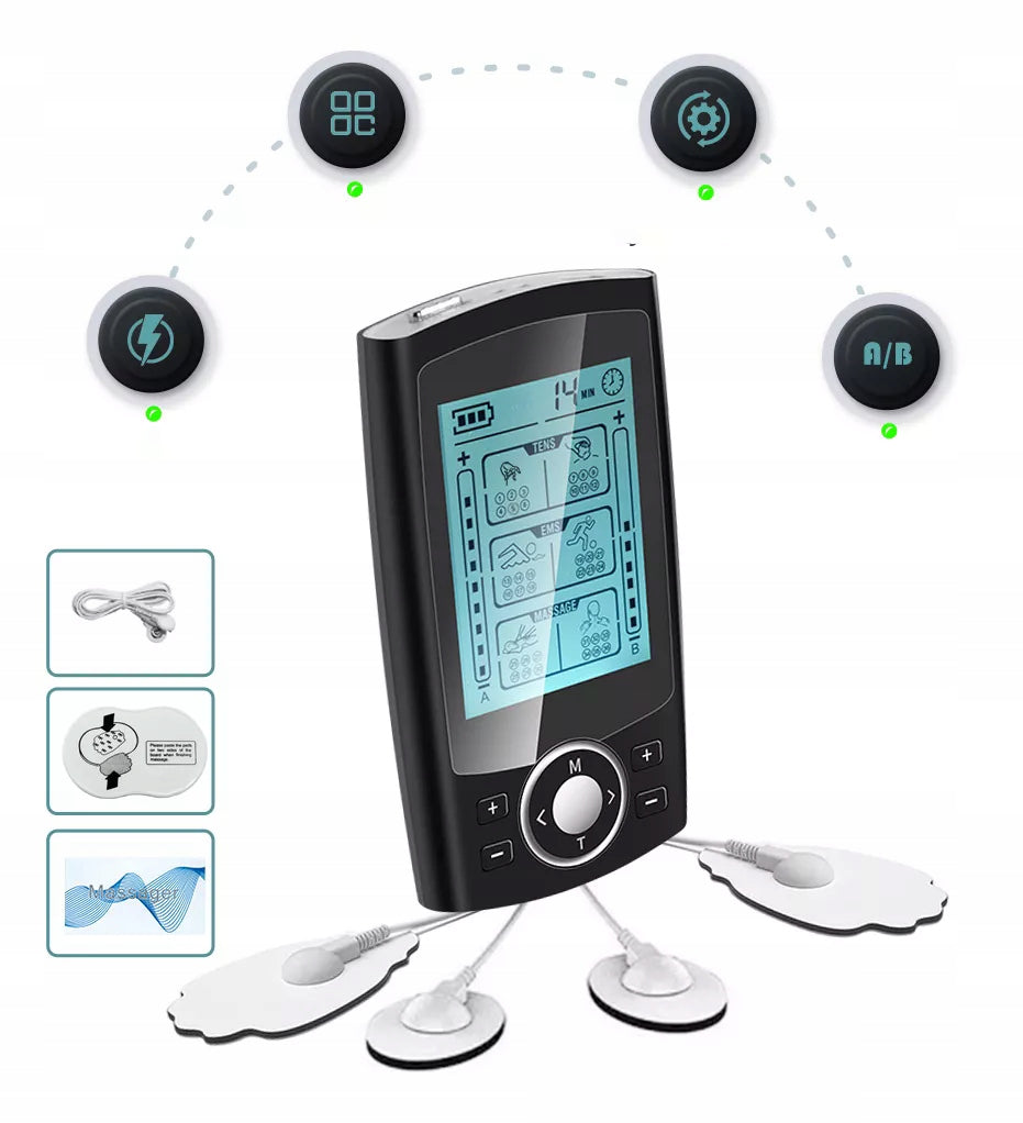 MUSCLE ELECTROSTIMULATOR FOR MUSCLE STIMULATION MASSAGE WITH 2 CHANNELS, 3 IN 1 Packaging status original