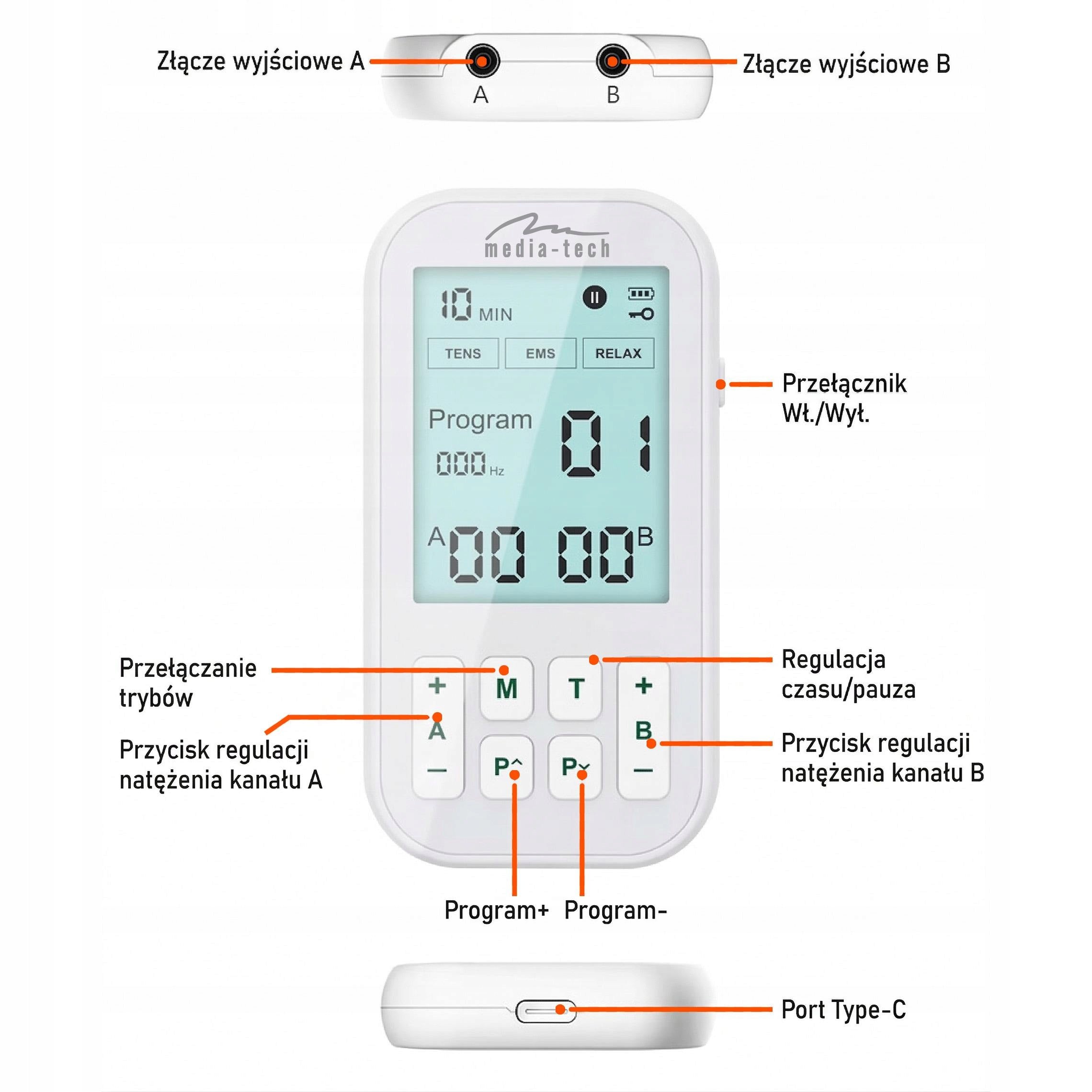 MUSCLE ELECTROSTIMULATOR MASSAGE ELECTROTHERAPY TENS EMS LITE STIMULATION 3IN1 Packaging status original