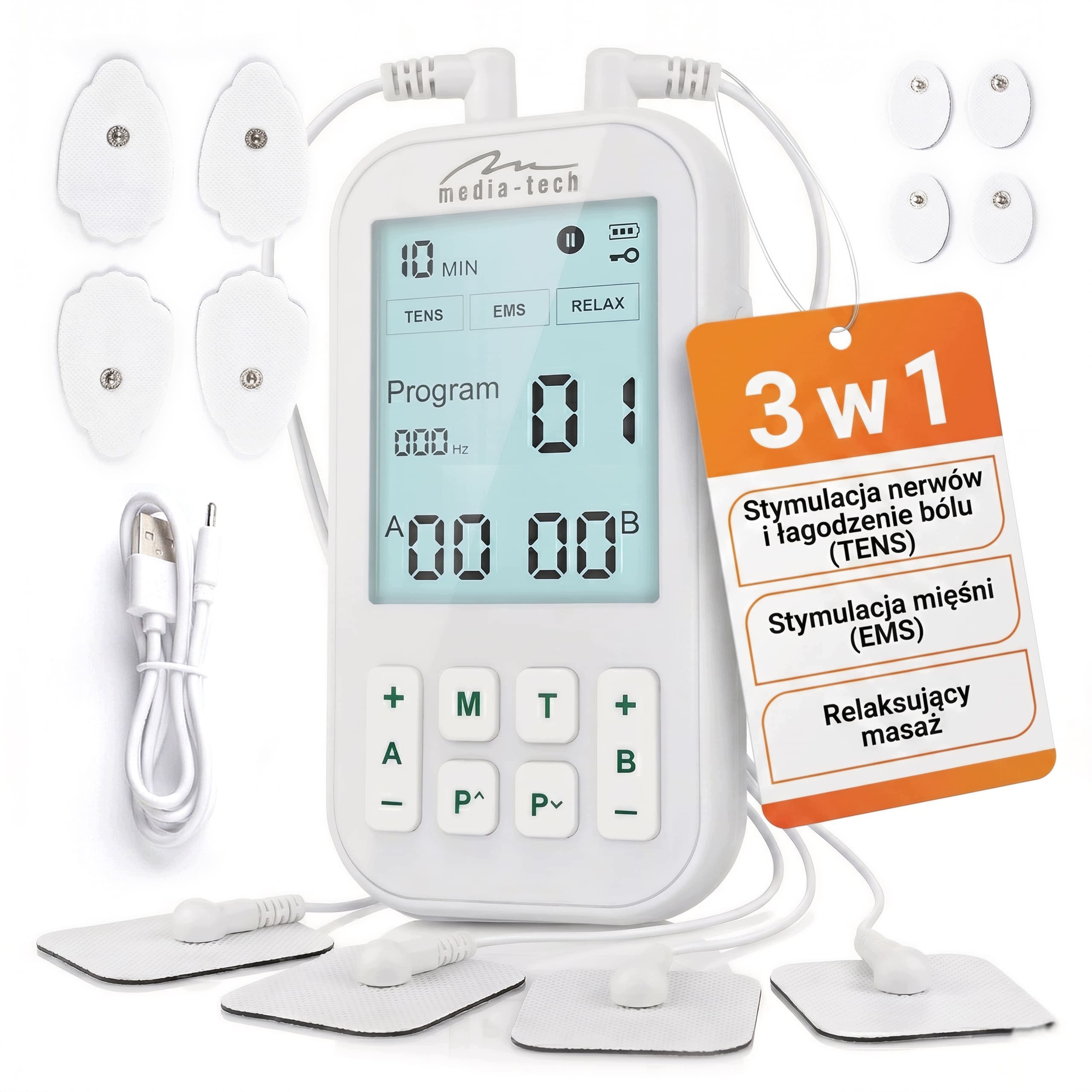 MUSCLE ELECTROSTIMULATOR MASSAGE ELECTROTHERAPY TENS EMS LITE STIMULATION 3IN1