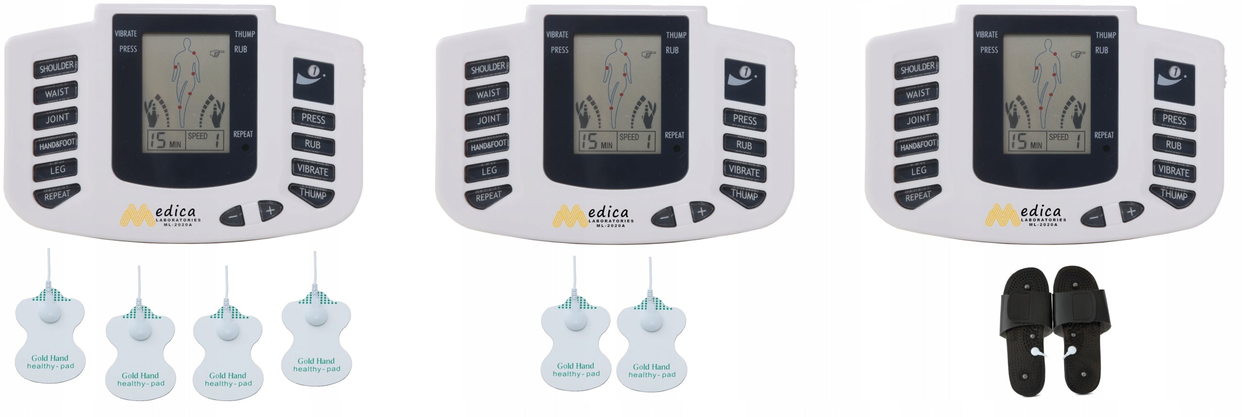MUSCLE ELECTROSTIMULATOR MASSAGER TENS EMS+28 ELECTRODES+BATTERIES SET XXL Color beige