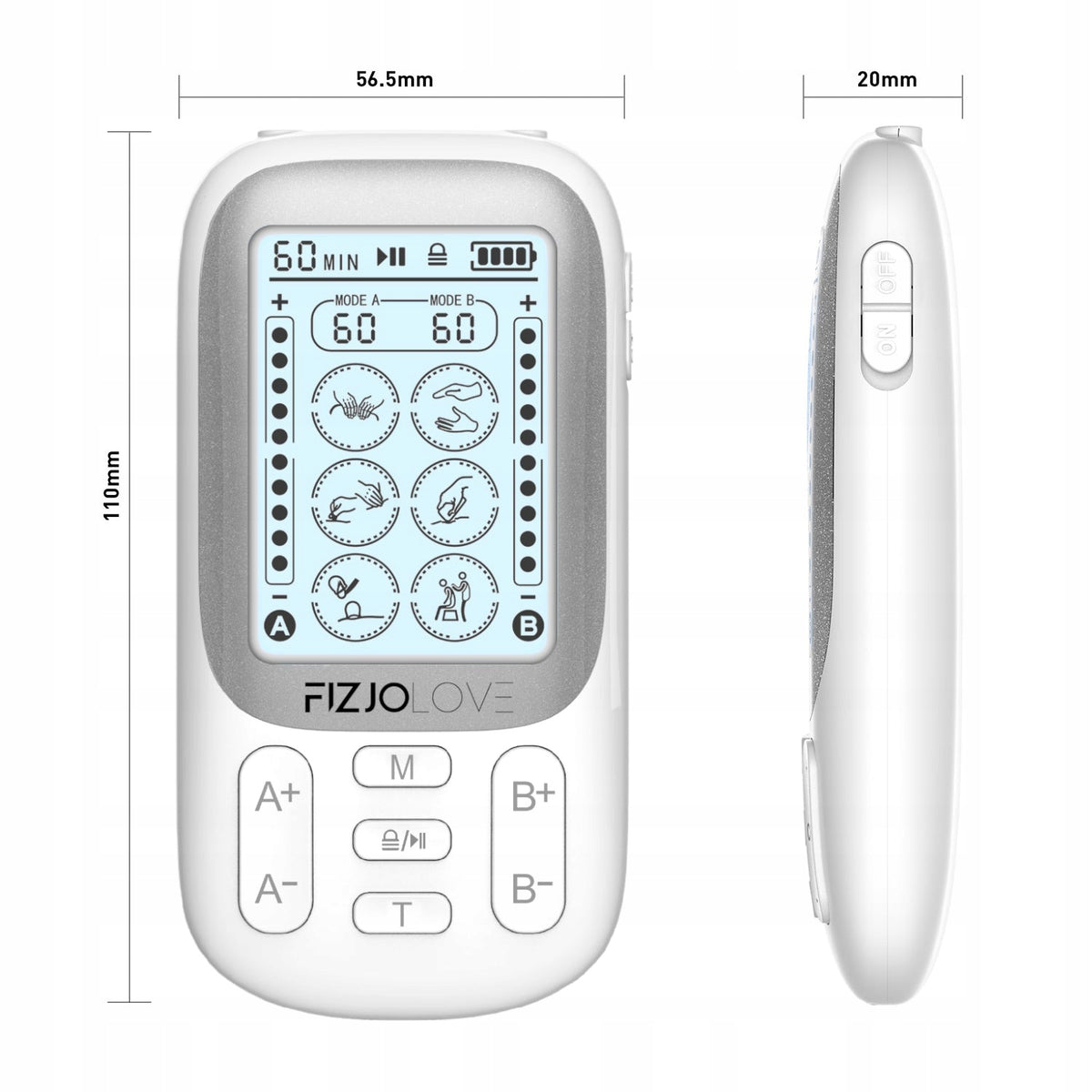 MUSCLE ELECTROSTIMULATOR TENS EMS MASSAGE STIMULATION FIZJOLOVE SET XXL Manufacturer code 38015