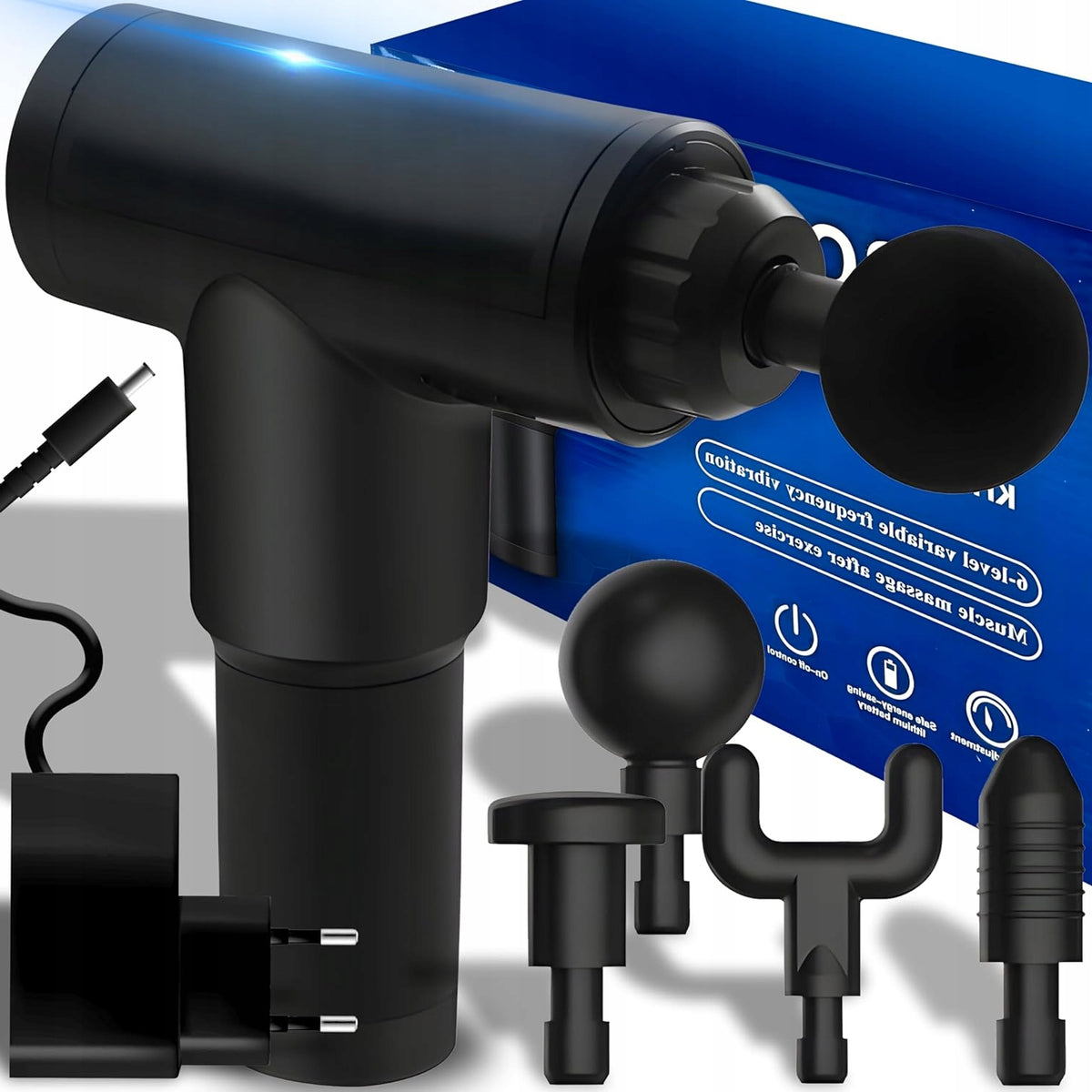 MUSCLE MASSAGE GUN 4 HEADS 6 SPEEDS 3500 RPM