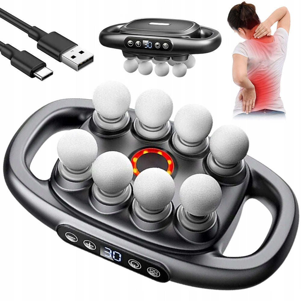 MUSCLE MASSAGE GUN 8 HEADS 30 DEGREES QUIET OPERATION CHARGED USB