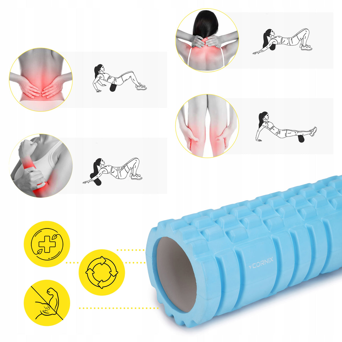MUSCLE MASSAGE ROLLER CORNIX 33 CM ROLLER HARD MASSAGER FOR REGENERATION Manufacturer code XR-0030