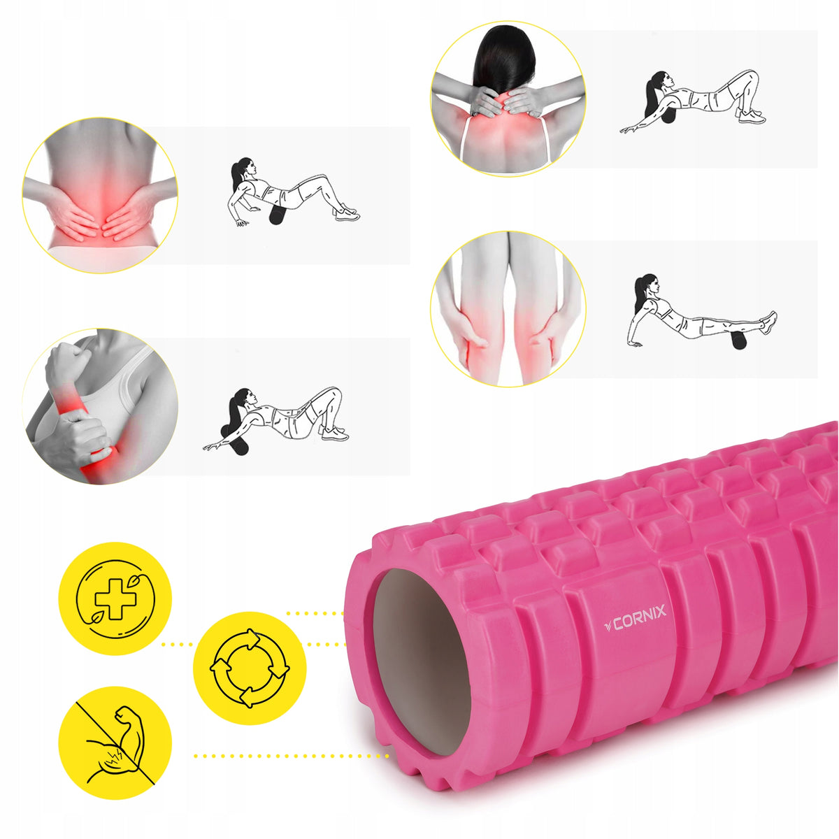MUSCLE MASSAGE ROLLER CORNIX 33 CM ROLLER HARD MASSAGER FOR REGENERATION Manufacturer code XR-0031