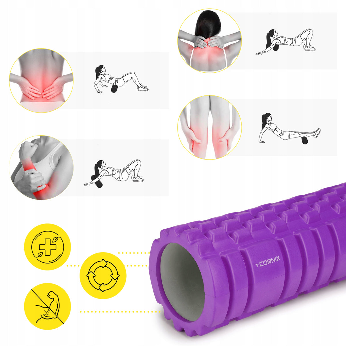 MUSCLE MASSAGE ROLLER CORNIX 33 CM ROLLER HARD MASSAGER FOR REGENERATION Manufacturer code XR-0032