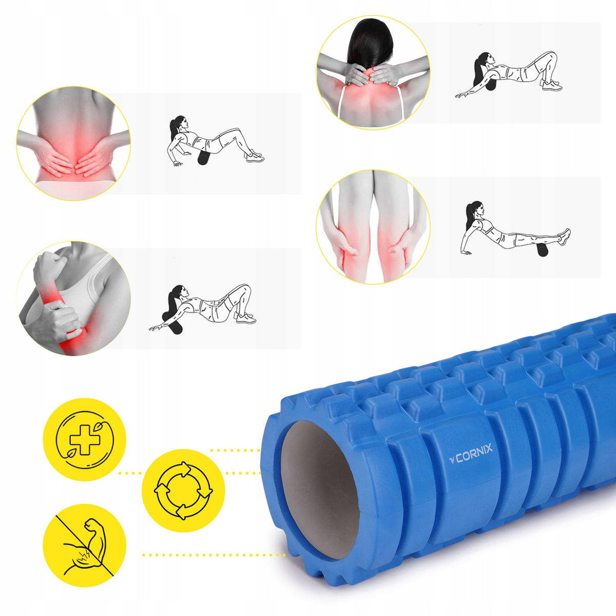 MUSCLE MASSAGE ROLLER CORNIX 33 CM ROLLER HARD MASSAGER FOR REGENERATION Manufacturer code XR-0035