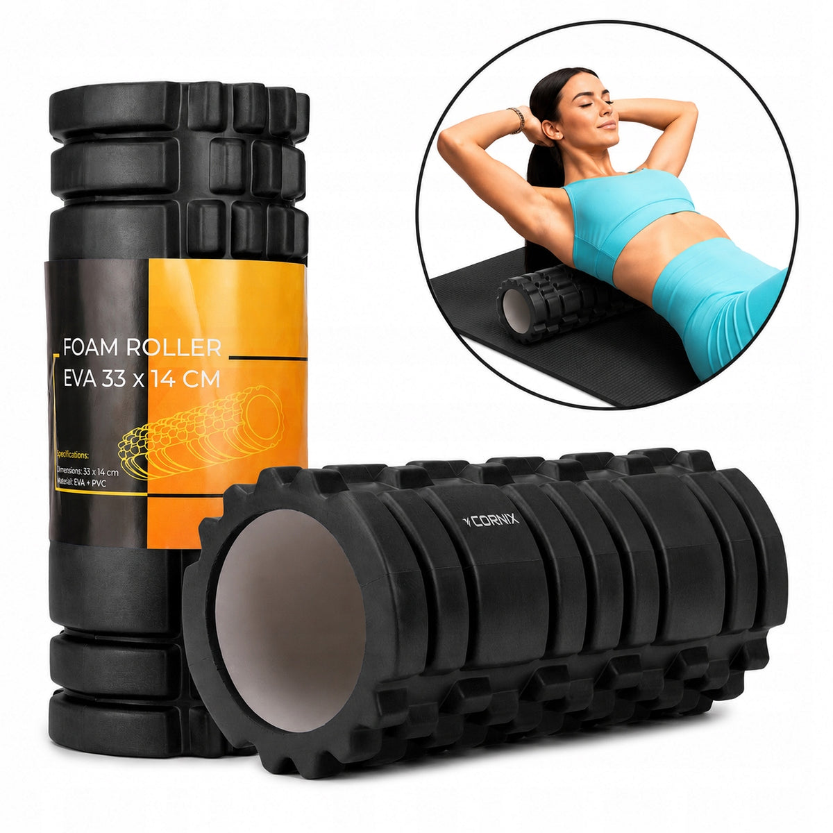 MUSCLE MASSAGE ROLLER CORNIX 33 CM ROLLER HARD MASSAGER FOR REGENERATION