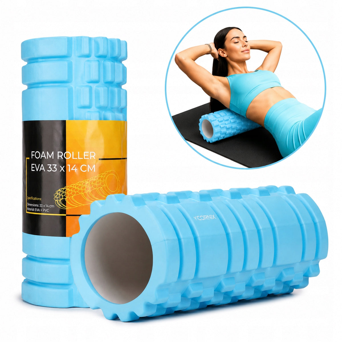 MUSCLE MASSAGE ROLLER CORNIX 33 CM ROLLER HARD MASSAGER FOR REGENERATION