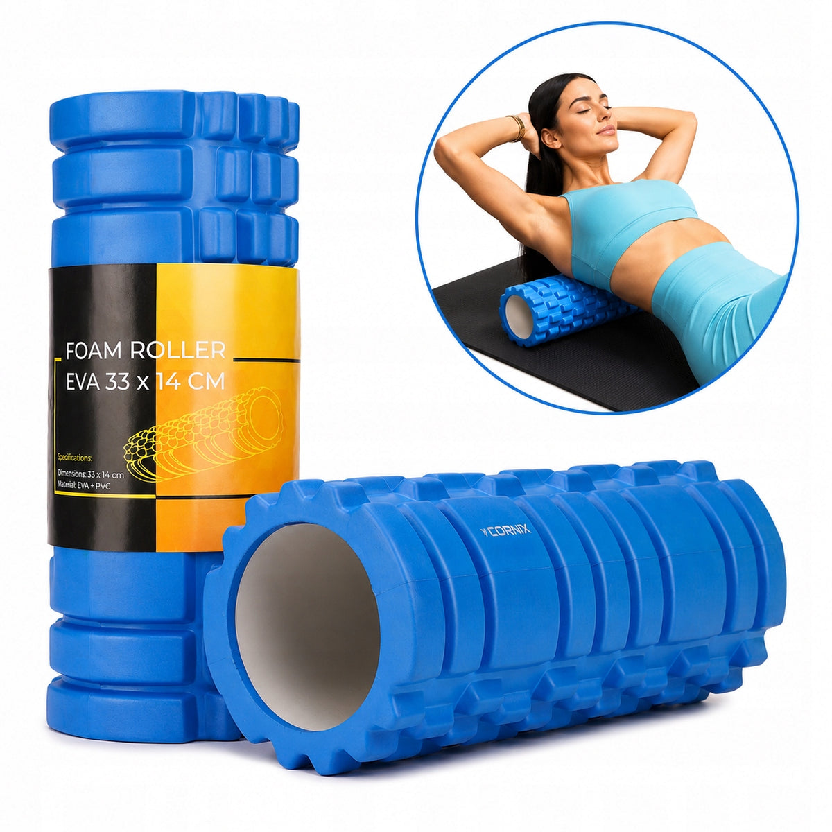 MUSCLE MASSAGE ROLLER CORNIX 33 CM ROLLER HARD MASSAGER FOR REGENERATION